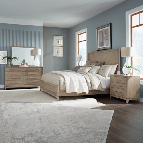 Contemporary 4-Piece King  Panel Bedroom Set with Nightstand