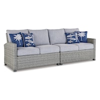 Casual All-Weather Resin Wicker Outdoor Sofa with Cushion