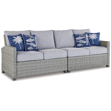 Casual All-Weather Resin Wicker Outdoor Sofa with Cushion