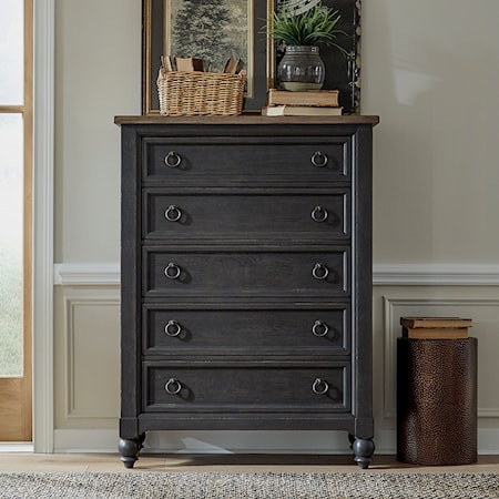 Transitional 5-Drawer Chest with Dovetail Construction