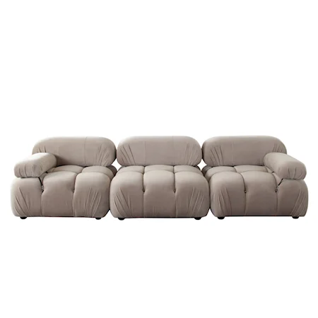 Paloma 3Pc Modular 111 Inch Sofa In Mink Tan Velvet