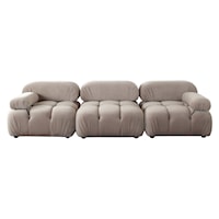 Paloma 3Pc Modular 111 Inch Sofa In Mink Tan Velvet