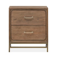 Mid-Century Modern 2 Drawer Nightstand with Dual USB Ports