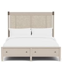 Farmhouse King Panel Bed with Footboard Storage