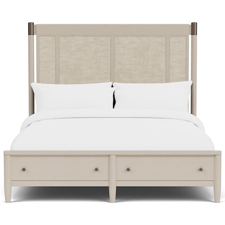 Farmhouse King Panel Bed with Footboard Storage