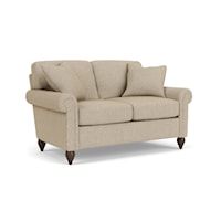 Transitional Loveseat with Rolled Arms