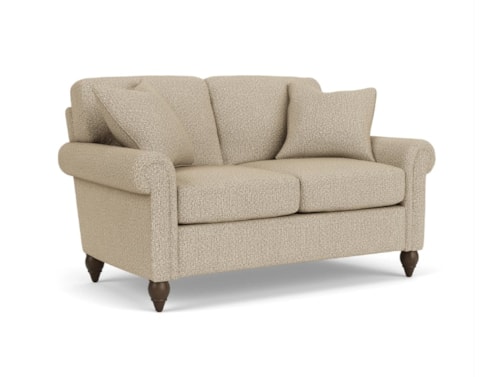 Transitional Loveseat with Rolled Arms