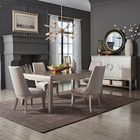 Contemporary Glam 5-Piece Dining Set with Self Storing Leaf