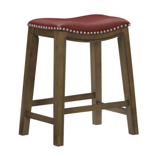 Transitional Counter Height Upholstered Stool with Nailhead Accents