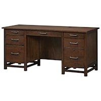 Transitional 66" Flat Top Desk with Locking File Drawers