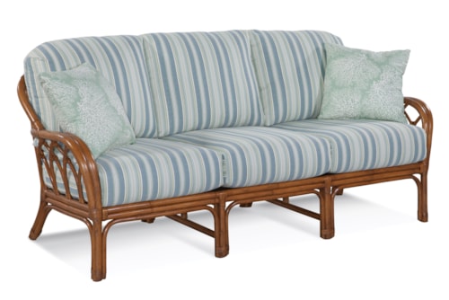 Coastal Rattan Sofa with English Arms