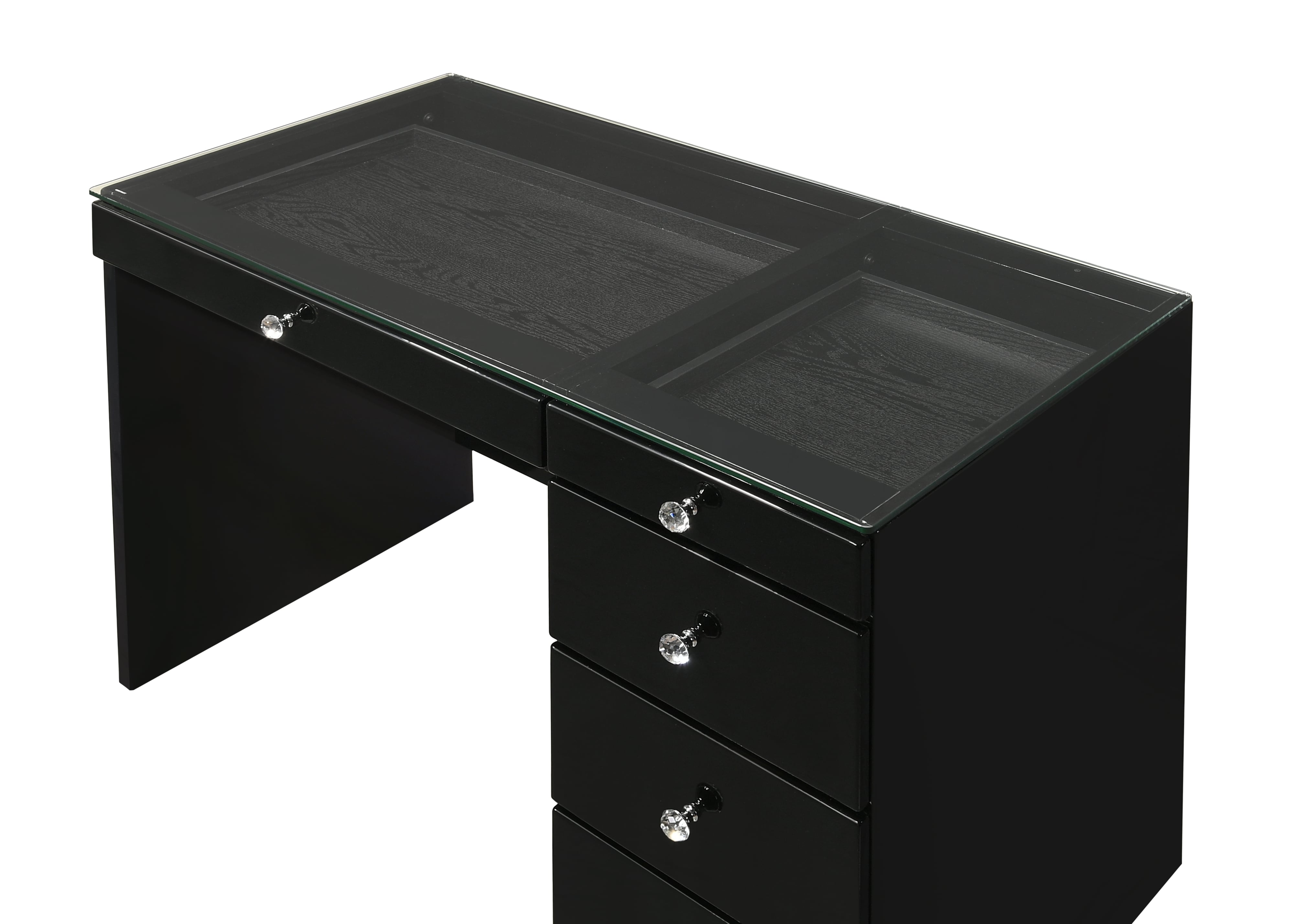 Crown Mark Morgan Vanity Desk and Stool Set - Black
