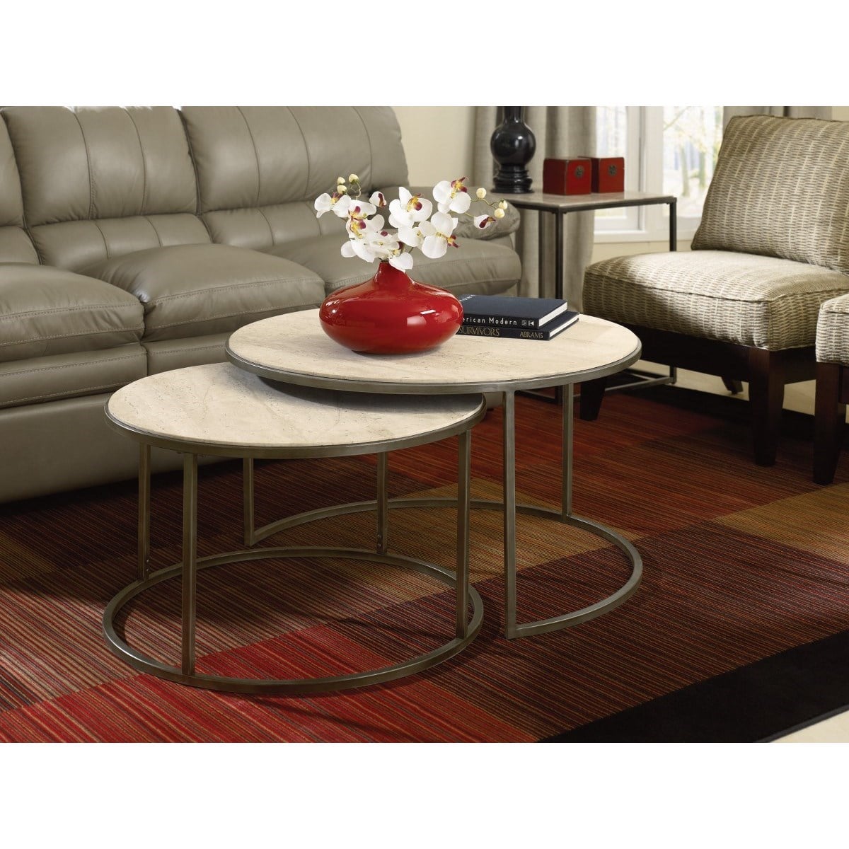 Hammary Loretto 906109338 Round Cocktail Table With Nesting Tables ...