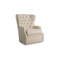 Transitional Accent Chair with Swivel Base and Button Tufted Back