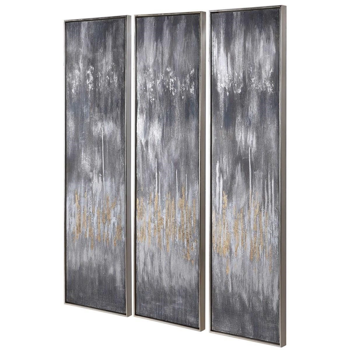 Uttermost Art Gray Showers Hand Painted Canvases, Set/3