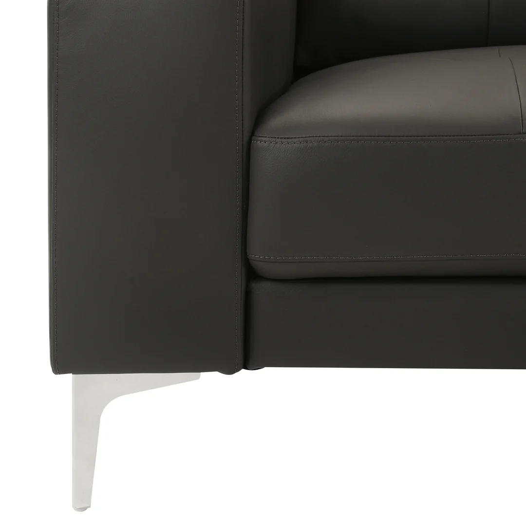 Armen Living Faelin Leather Robust Track-Arm Sofa
