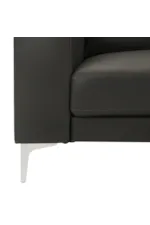 Armen Living Faelin Contemporary Leather Robust Track-Arm Sofa with Tufted Back Cushions