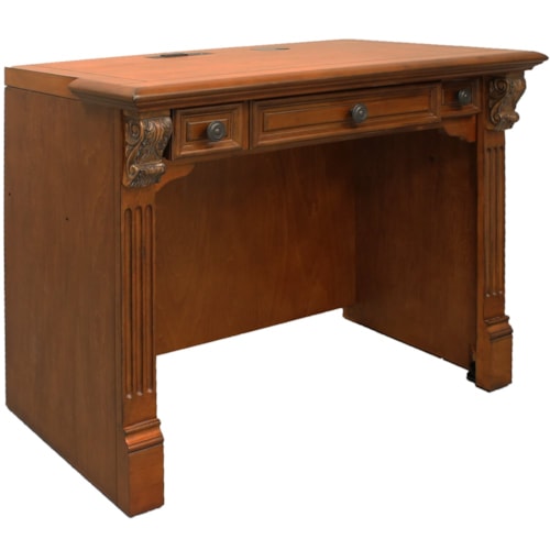 Traditional Library Desk with Drop-Front Keyboard Drawer