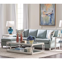 Customizable Bristol 2-Piece Chaise Sofa with Scooped Track Arms, Tall Tapered Legs, and Boxed Back Cushions