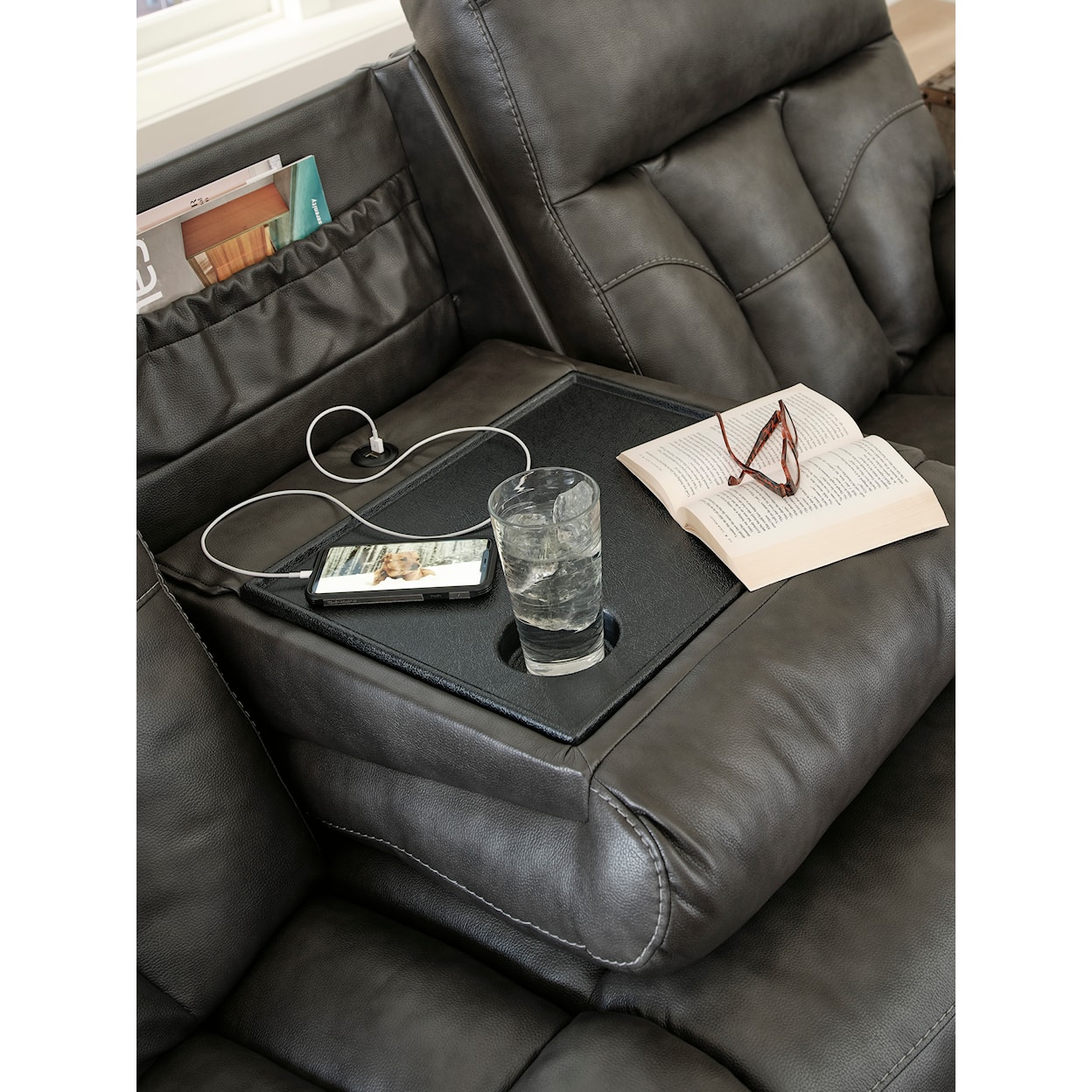 Signature Design by Ashley Furniture Willamen Reclining Sofa with Drop Down Table