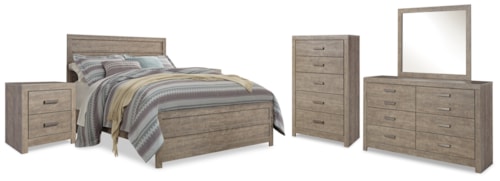 Queen Panel Bed, Dresser, Mirror, Chest And 2 Nightstands