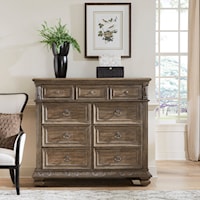 Transitional 9-Door Chesser with Felt-Lined Top Drawers