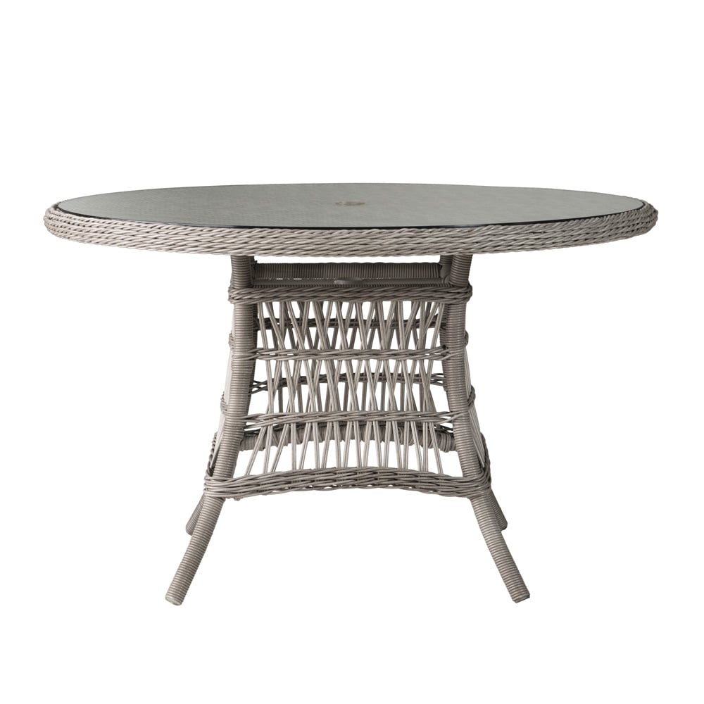48" Rnd Umbrella Dining Table With Woven Top