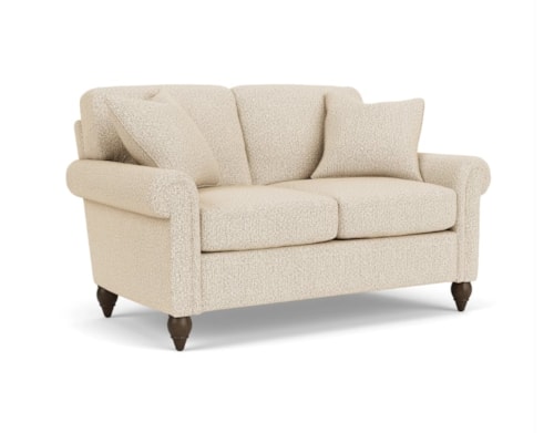 Transitional Loveseat with Rolled Arms