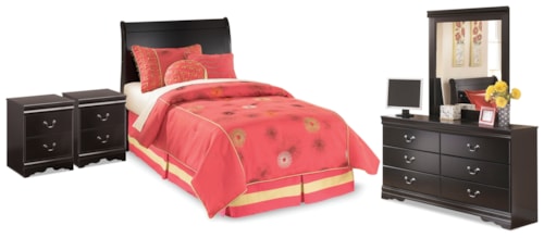 Twin Sleigh Headboard, Dresser, Mirror And 2 Nightstands