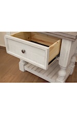 International Furniture Direct Stone Farmhouse 1-Drawer Nightstand with Slatted Shelf