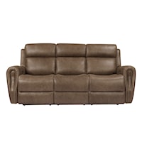 Transitional Power Reclining Sofa with Power Headrest