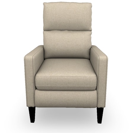 Customizable Power High Leg Recliner with Tapered Exposed Wood Legs