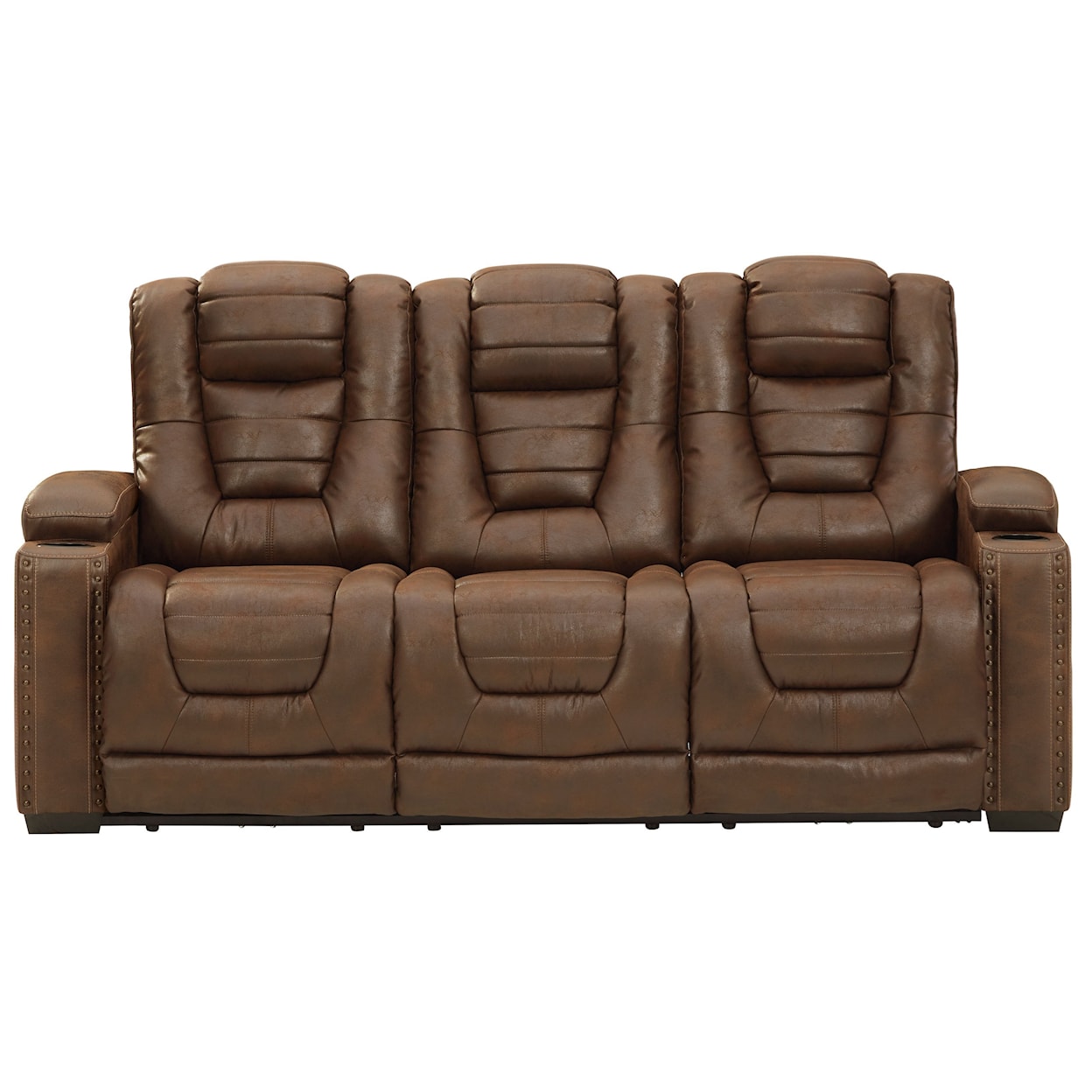 Signature Design by Ashley Owner's Box Power Reclining Sofa w/ Adjustable Headrests