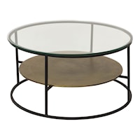 Contemporary Metal Coffee Table with Tempered Glass Top