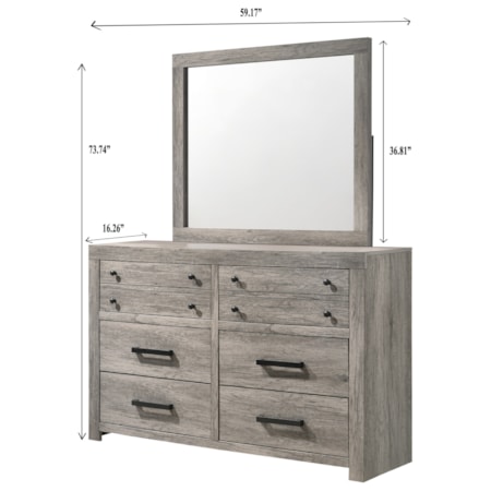 Dresser and Mirror Set