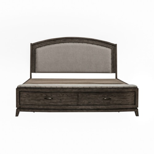 Transitional Upholstered King Bed with Storage Footboard