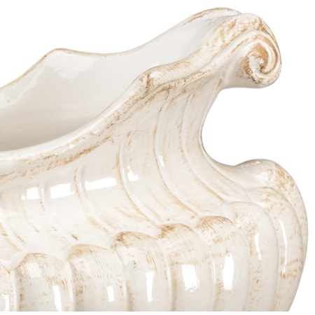 Antique White Oval Pot