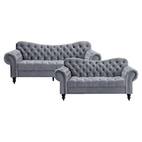 Glam 2-Piece Living Room Set with Nailheads