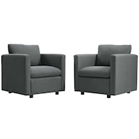 Activate Contemporary Grey Upholstered Armchair - Set of 2