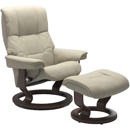 Medium Reclining Chair and Ottoman with Classic Base