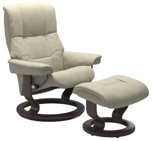 Medium Reclining Chair and Ottoman with Classic Base