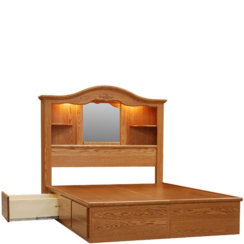 Queen 6-Drawer Bookcase Storage Bed