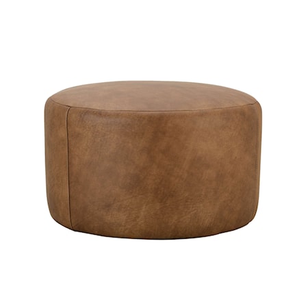 Leather Round Ottoman 25" Diameter x 16H