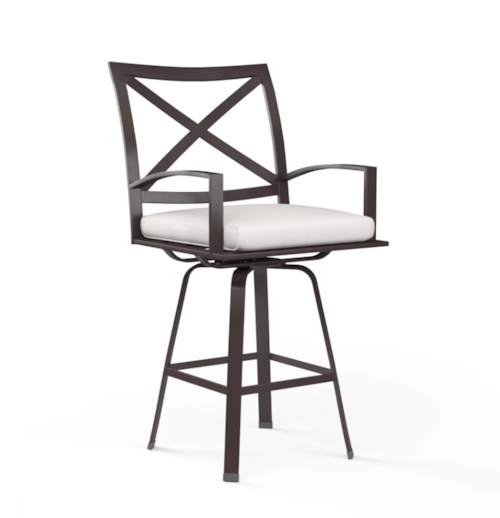 Contemporary Outdoor Swivel Counter Stool with Weather Resistant Cushion