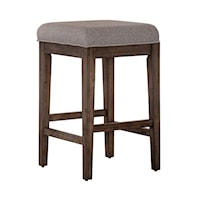 Rustic Contemporary Console Stool with Upholstered Seat