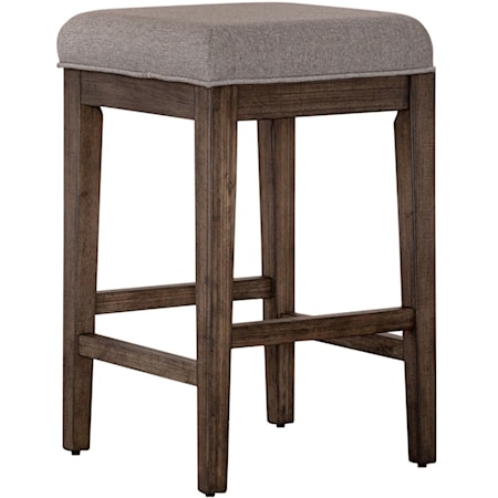 Rustic Contemporary Console Stool with Upholstered Seat