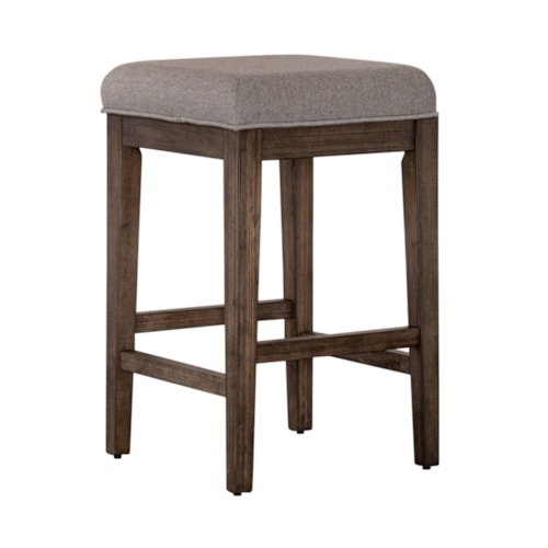Rustic Contemporary Console Stool with Upholstered Seat