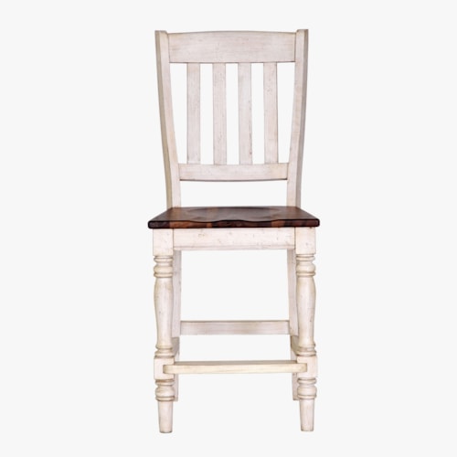 Rustic Farmhouse Bar Stool with Slat Back