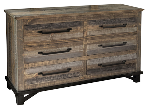 Rustic 6-Drawer Dresser with Microfiber Lined Top Drawer