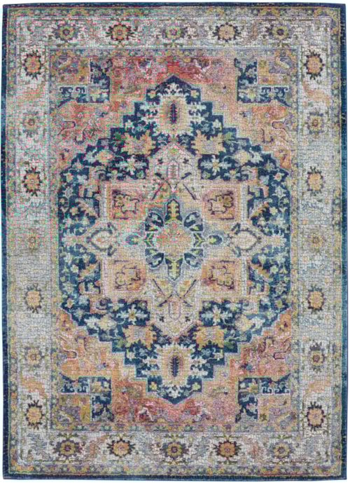 4' x 6' Blue/Multicolor Rectangle Rug